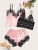 European and American Sex Underwear Sexy Women's Suspender Split Three-piece Set