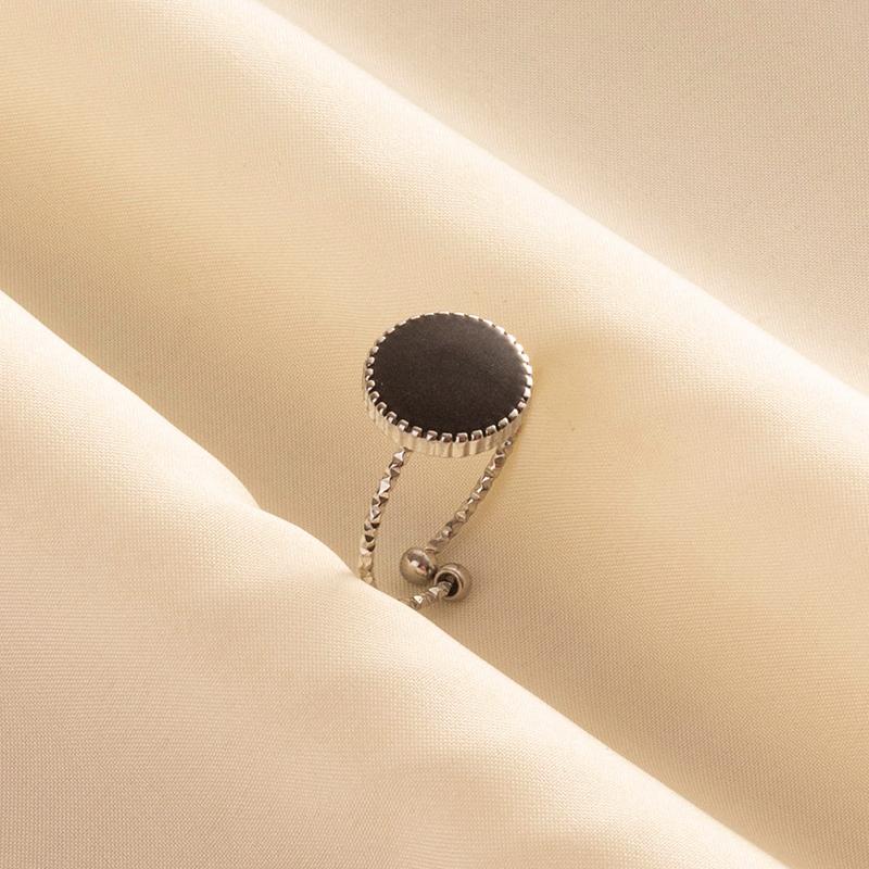 Punk Vintage Black Enamel Ring Stainless Steel Open Rings For Women Men Jewelry Fire Evil Eye Bague Acier Inoxydables Femme Gift