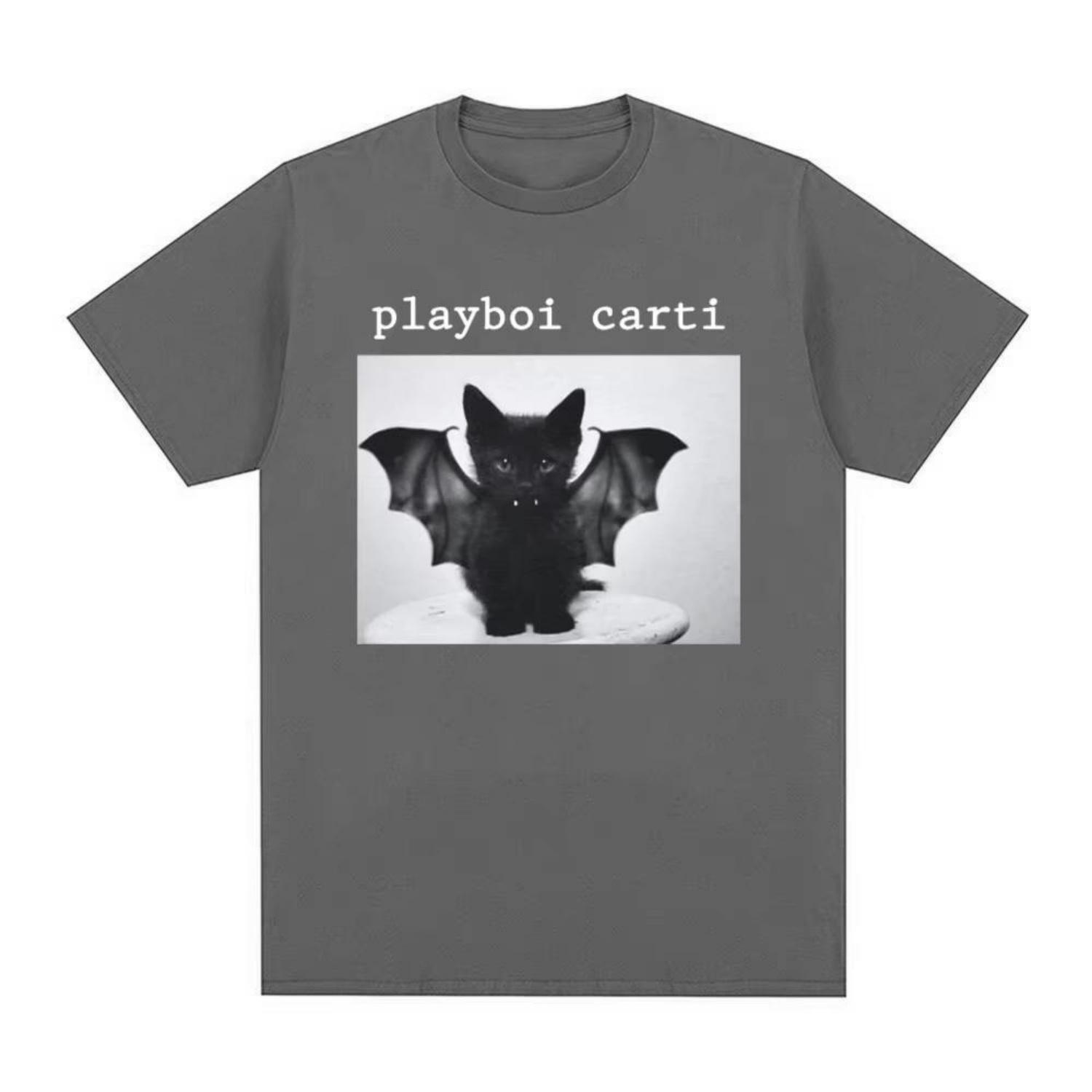 

Репер Playboi Carti Футболка з графічним принтом Cat 90-х Vintage Хіп-хоп Футболка Модна повсякденна футболка великого розміру Вуличний одяг XXXXXL