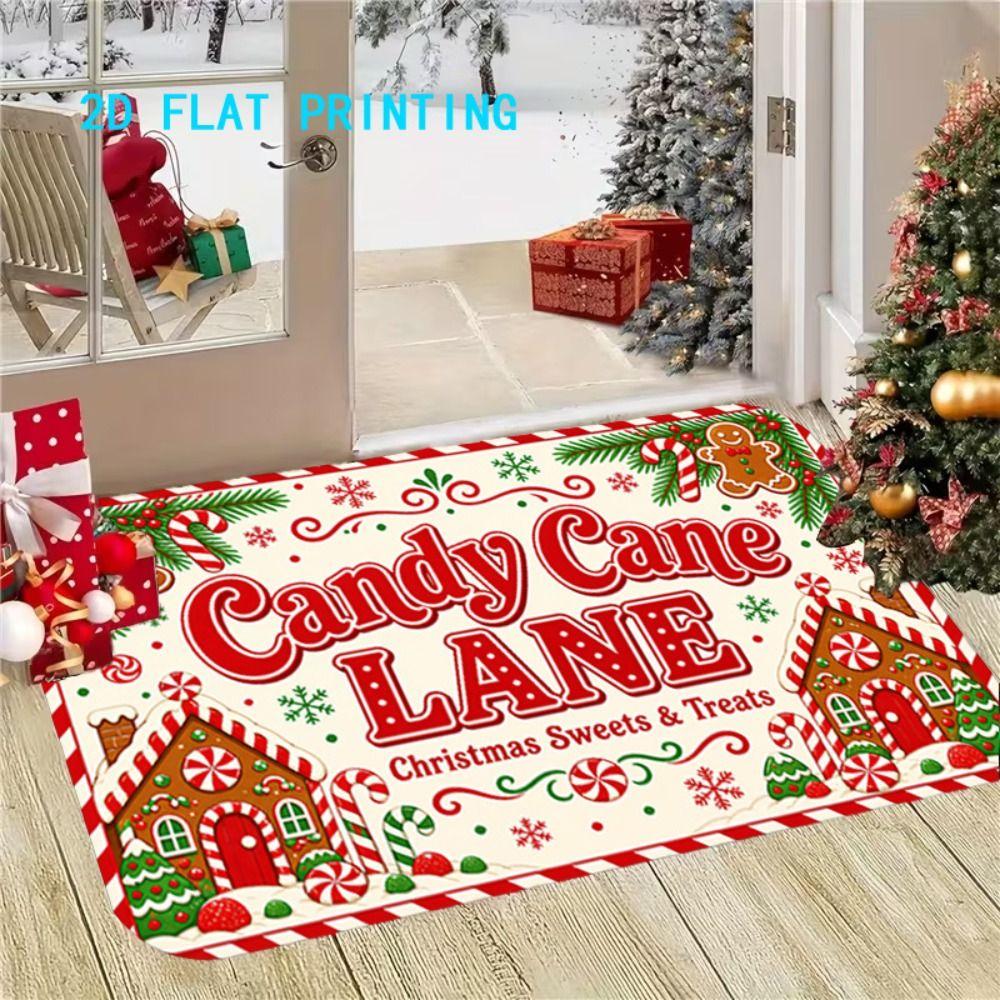 Anti Slip Christmas Printed Door Pads 2D Flat Printing Entrance Welcome Mat  Outdoor Decor