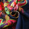 Schal Retro Ethno Stil Schal Fischgrätmuster Marineblau Blume Seidenschal Dickes Tuch Damen