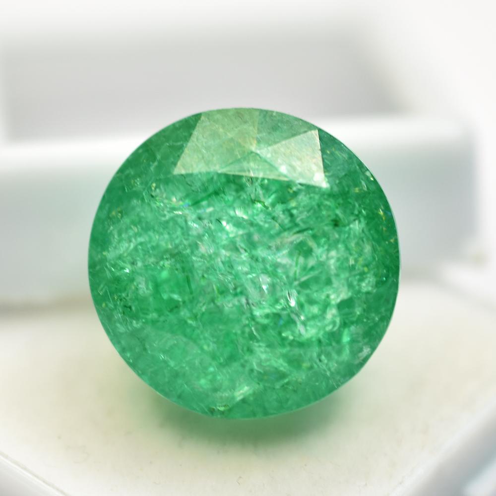 Natural Green Emerald Loose Gemstone Zambia Round Cut 29.65 ct for Jewelry Making and Crafts
