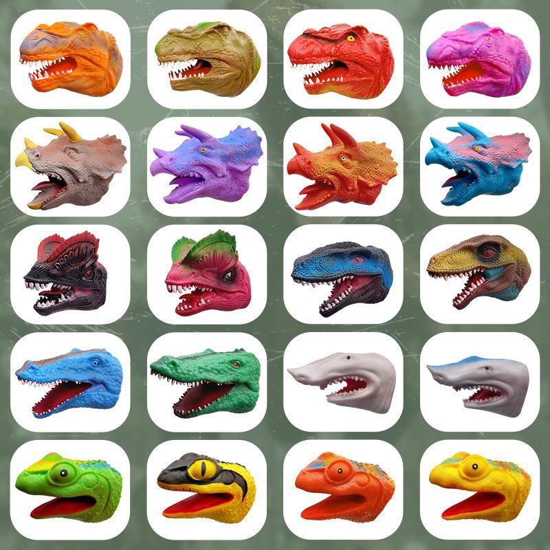 Simulation Dinosaur Puppet Gloves Soft Rubber Triceratops Tyrannosaurus Rex Simulated Animal Gloves Boys Toys