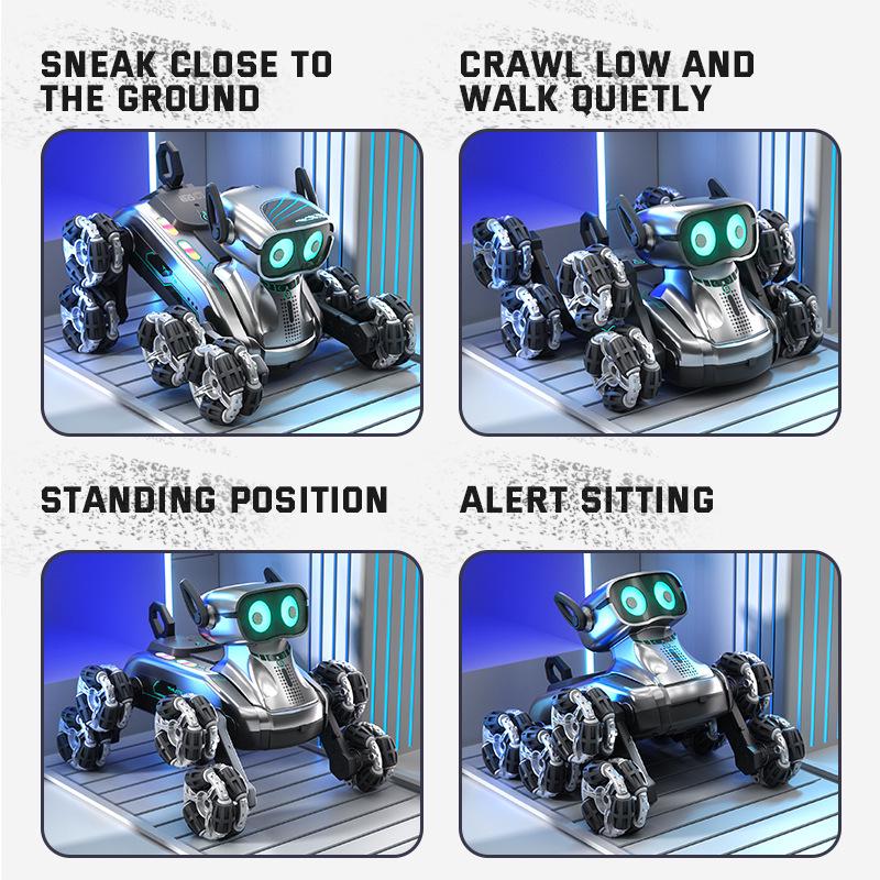 Kids' Remote Control Robot Dog Toy: Intelligent Electric Stunt Car with Eight Wheels