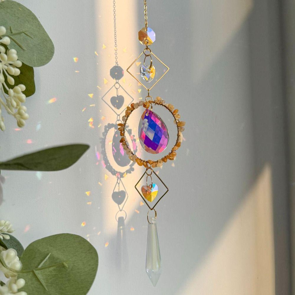 

Colourful Sun Catcher Natural Rainbow Wind Chime Garden Decor Crystal Ball Pendant Car розовый