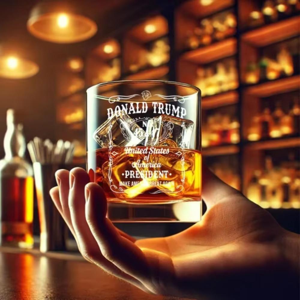 

Transparent Trump Whiskey Glass 220ml Beer Cup Funny Wine Glass Club білий