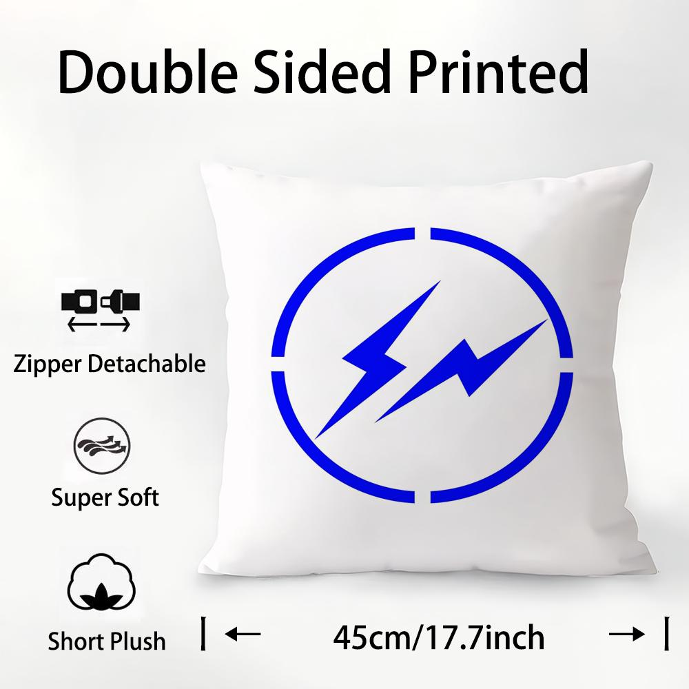 Lightning F-Fragment D-Design Pillow Case Plush Fabric Soft Double Sided Print Sofa Cushion Cover Throw Pillow Covers