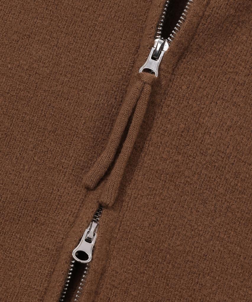 BEENTRILL Essential Turtleneck Two-Way Knit Zip-Up (Camel)
