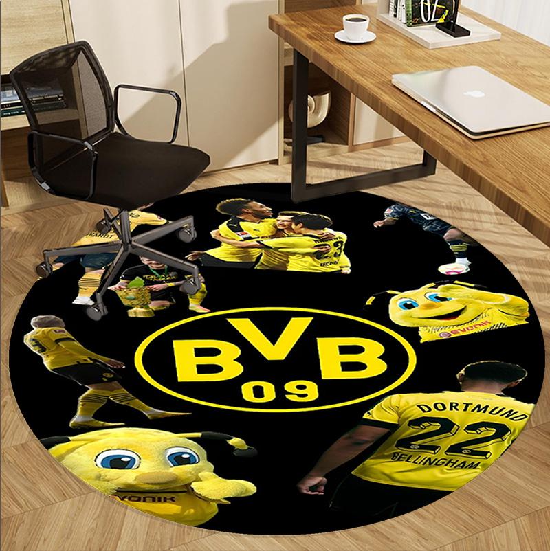 Borussia Dortmund Pattern Round Rug, Indoor/Outdoor Mat, for Picnic, Gameroom, Bedroom, Office, Living Room, Home Decor Carpet, Birthday Gift