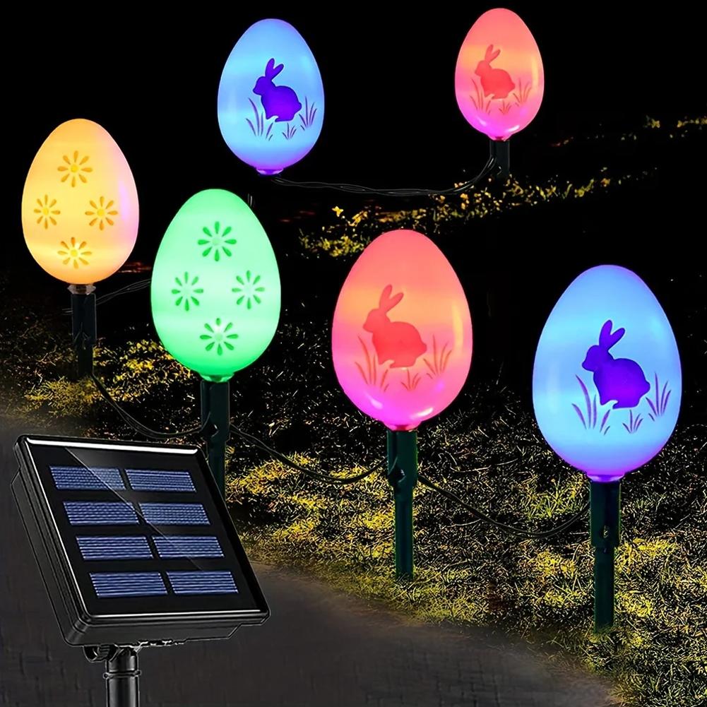 Outdoor Waterproof 8 Modes Led Solar Easter Egg Courtyard Stake Light for Garden Passage Lawn Decoration