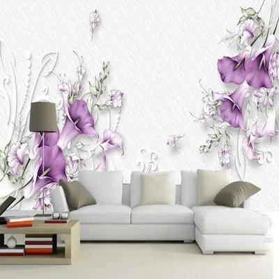 Papier Peint Moderne 3d Stéréo Fleur Murale Florale Peinture Murale Fond Salon TV Canapé Chambre Décoration Intérieure