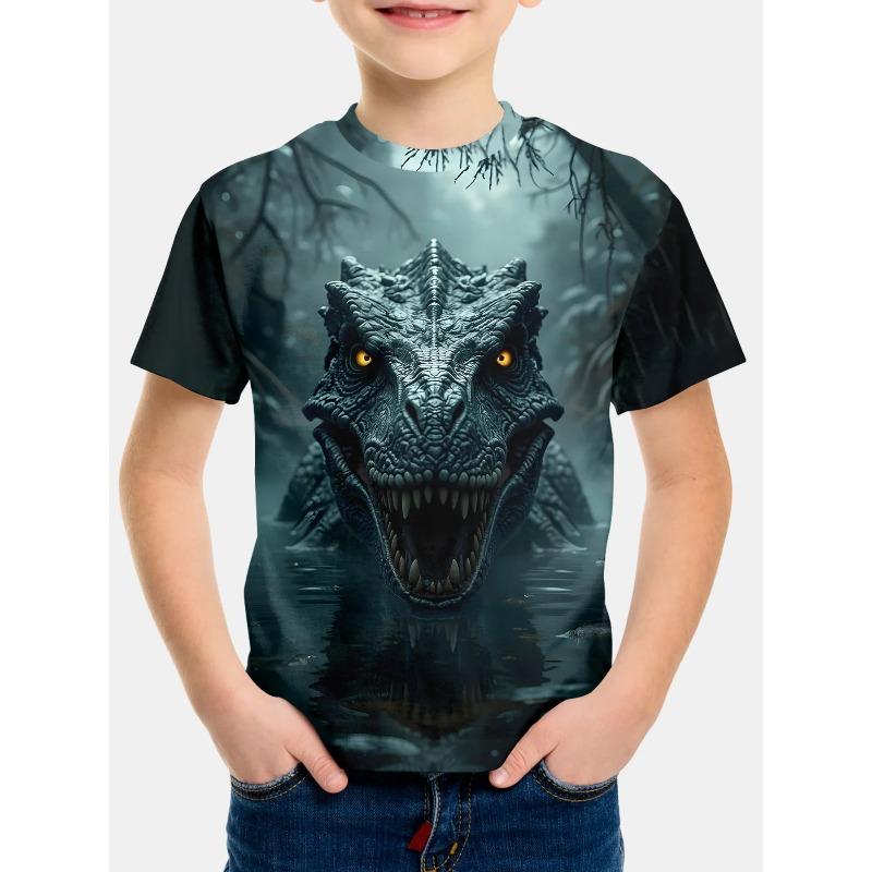 Summer Kids Dinosaur 3D Printed Crew Neck T-Shirt
