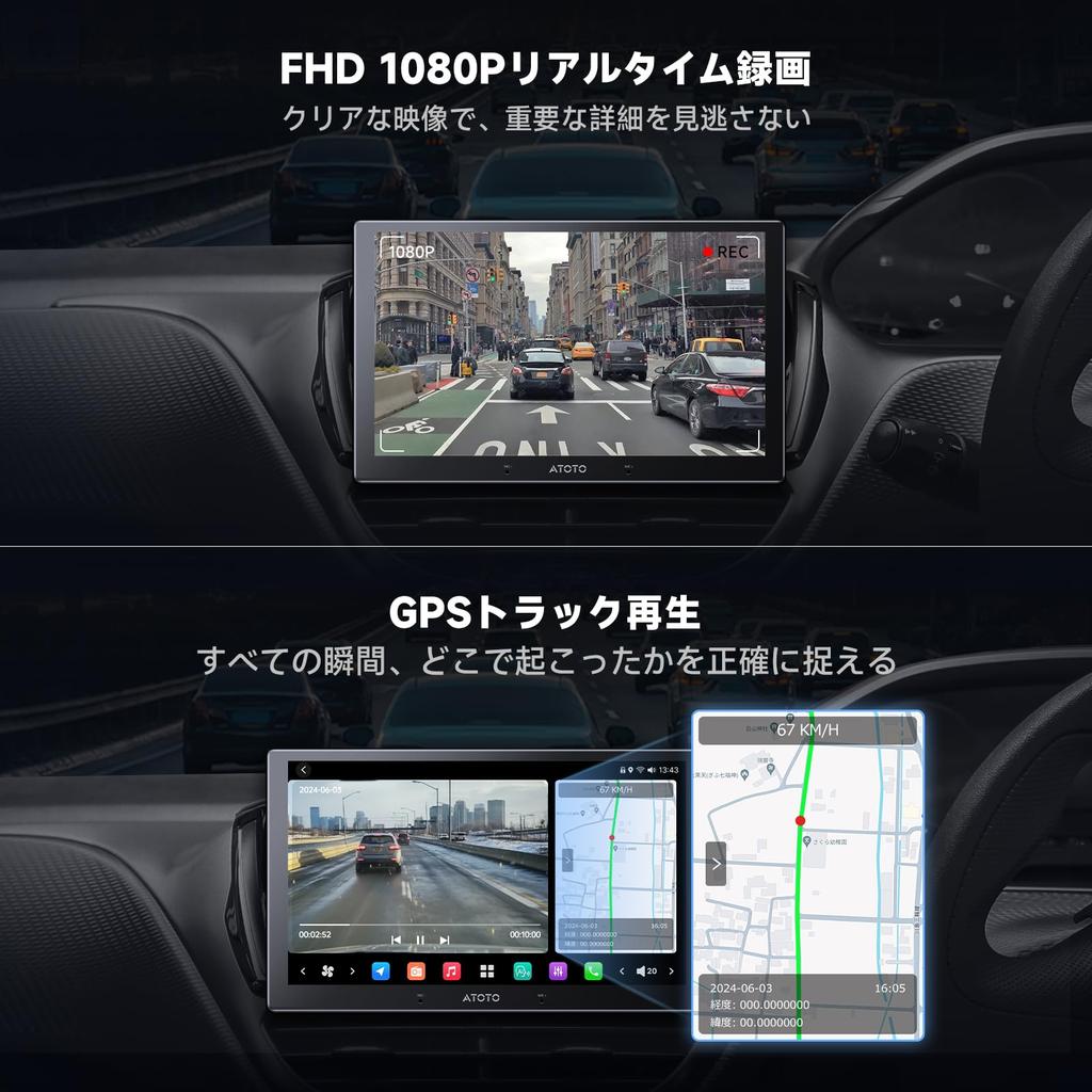 ATOTOZONE AC-FHD02DV FHD 1080P Dash Camera, GPS Track Playback, 136° Wide Angle, WDR, Night