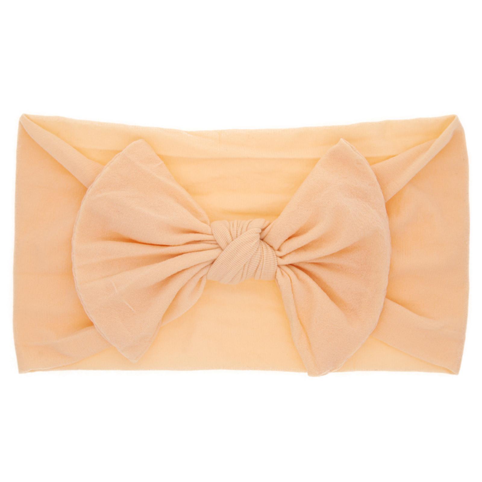 

Детская повязка на голову с бантом для девочек, для новорожденных, мягкий тюрбан с узлом, повязка для волос One Size бежевый