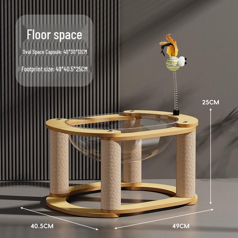 Кошачье дерево, экономящее место: Дразнилка-удочка, Когтеточка, Кровать-капсула, Интегрированная игрушка