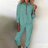 Women's Fashion Two-piece Solid Color Sweatshirt Trousers Casual Set