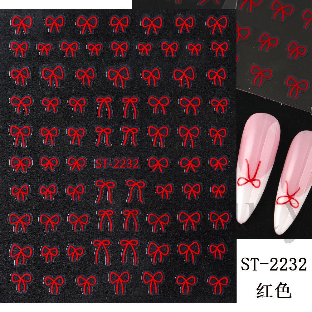Nail Art Sticker, Japanese Simple Gold And Silver Red Shorts, Streamer Bow, Adhesive Nail Sticker.