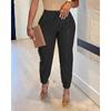 2026 Spring/Summer New Solid Color Drawstring Pocket PU Leather Casual Fashion Jogger Pants for Women