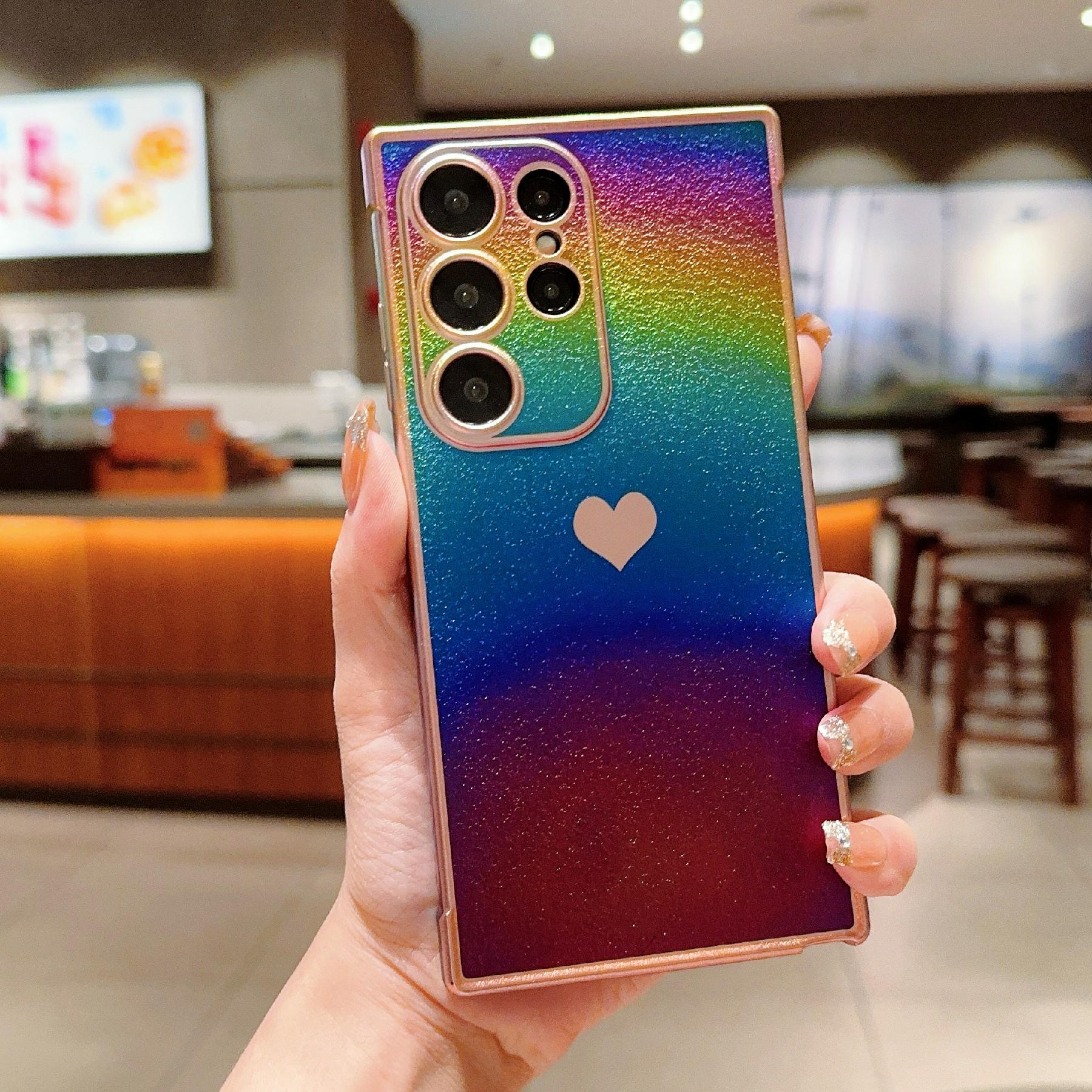 

For Samsung Galaxy S25 Ultra Case Dazzling Design Electroplating Heart Pattern TPU Phone Cover D