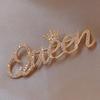Queen Brooches For Women 2-Color Crown Letters Party Office Brooch