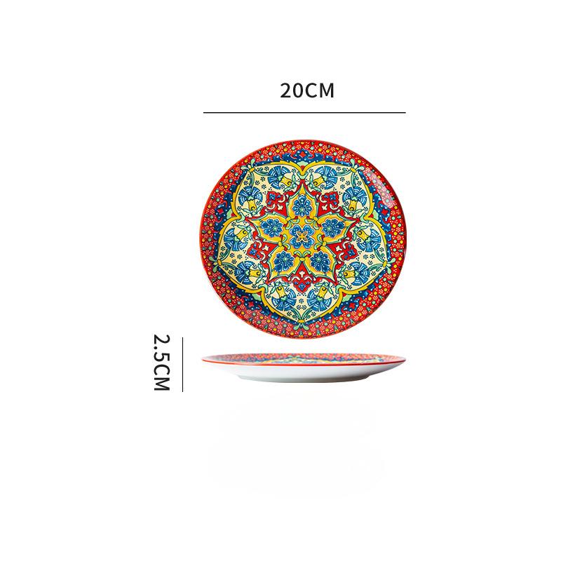 20cm Keramikteller High-End Gefühl Haushalts-Essteller Großer Teller Westlicher Teller Steakteller Flacher Teller Flacher Teller Geschenk