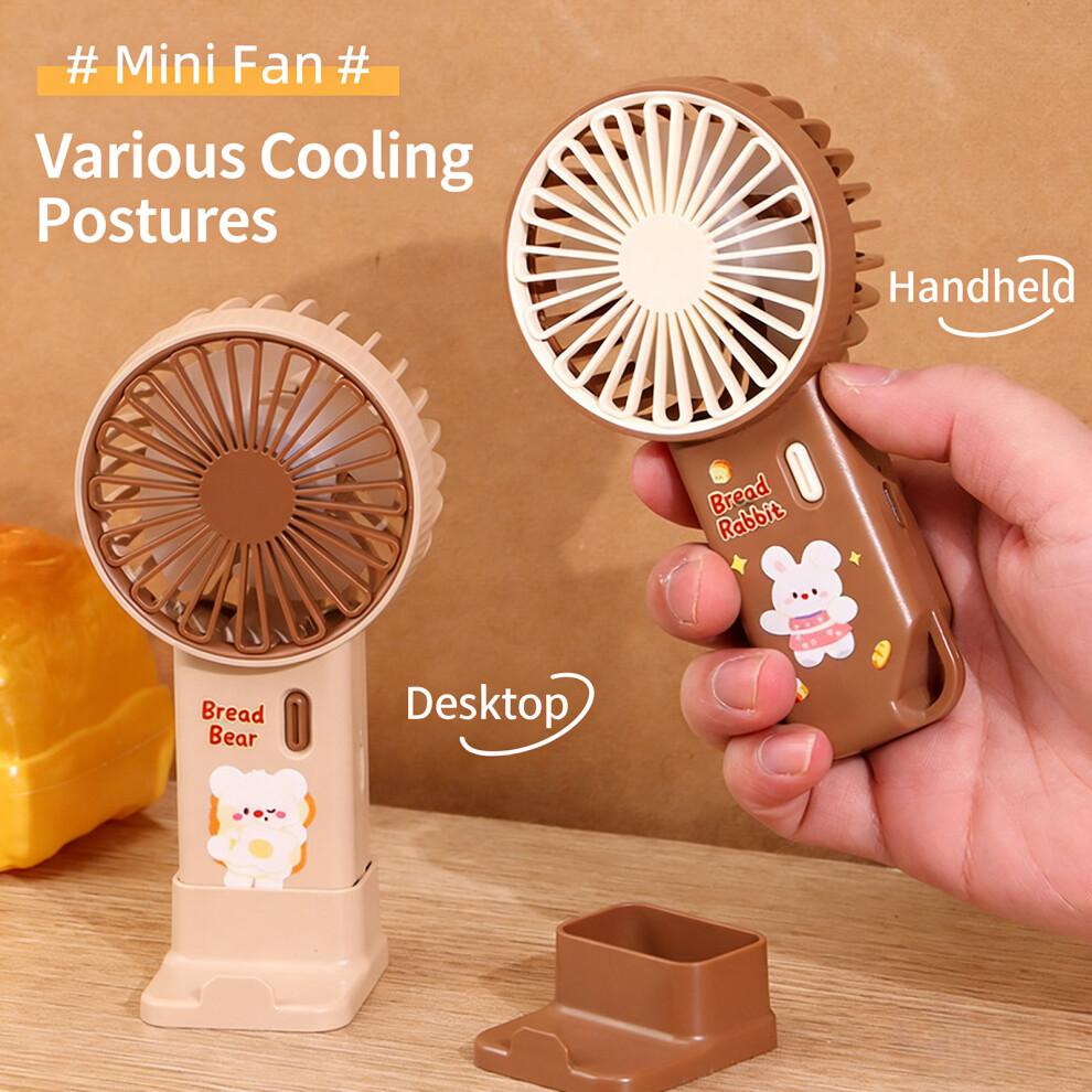 Outdoor Handheld Fan 3 Speed Rechargeable Cordless Air-Khaki