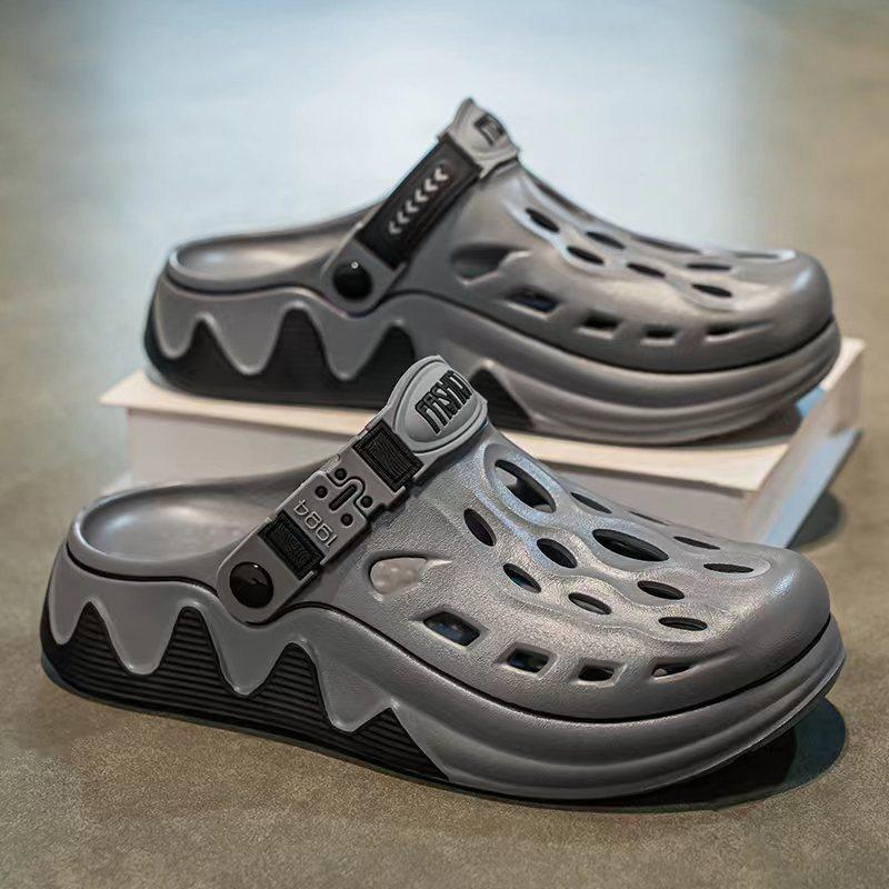 Men's Dual-purpose Thick-soled Clogs Non-slip Breathable Beach Slippers Adjustable Garden Shoes