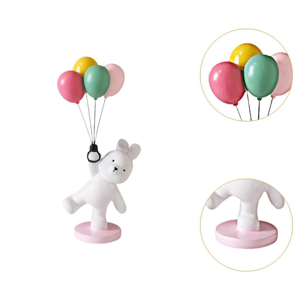 Balloon Bunny Figurine Tabletop Ornaments, Resin Nordic Flying Bunny Figure Sculpture for Living Room, Bedroom, Home, Party