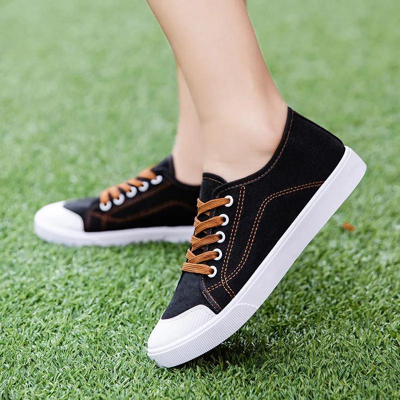 sapatos femininas women cute light weight round toe black spring & autumn student school canvas shoes casual street shoes ga550