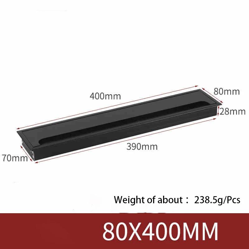 1Pcs Length 80mm-1000mm Aluminum Alloy Hole Cover Furniture Office Ventilation Hole Plug Desktop Hardware Black/Silver
