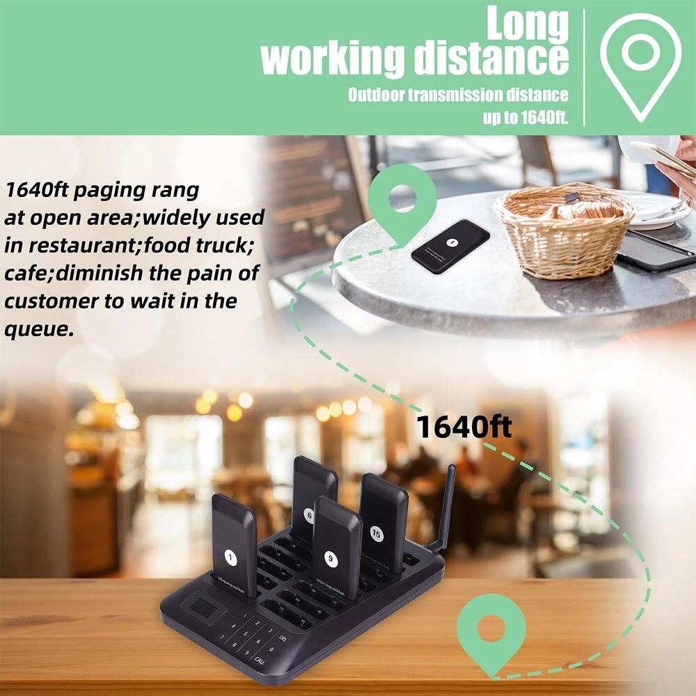 Buzzer Pagers for Restaurants Wireless Calling System 1640ft Long Range16 Beepers for Church Nursery Bar Fast Food Snack Hotel