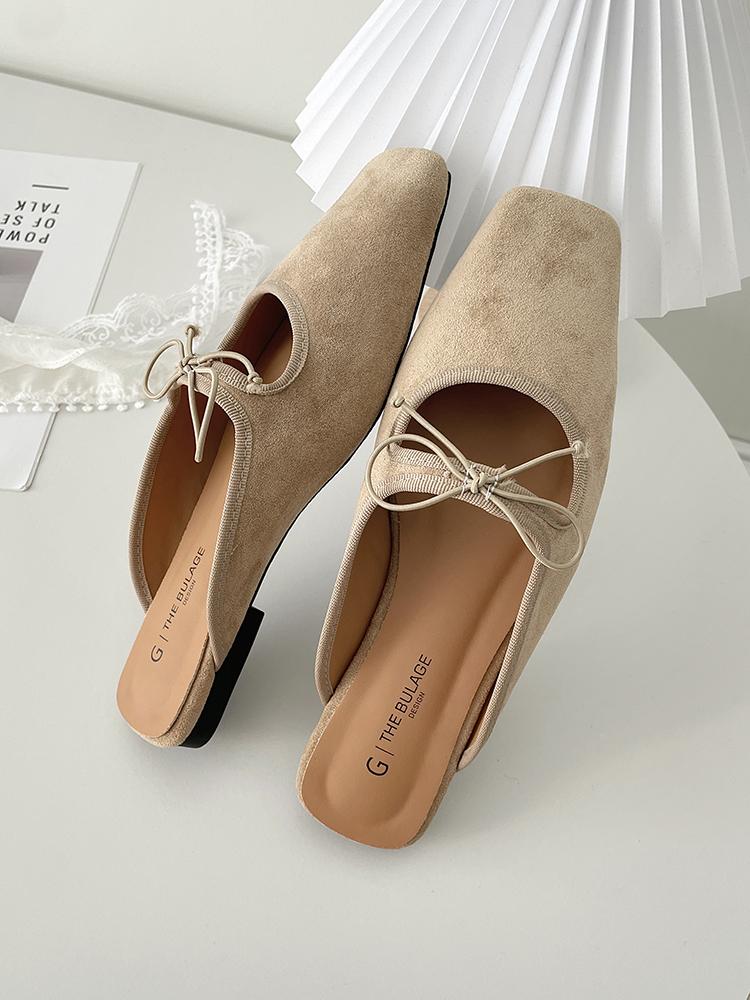 2025 Summer Women Mules Shoes Brand Designer Butterfly-knot Comfort Casual Slip On Light Large Size Shallow Ladies Flat Sandals