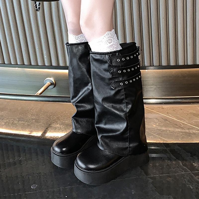 High Boots Women Platform Fashion Designer Shoes Casual Dress Woman's Boots 2025 Brand Walking Goth Knee High Botas De Mujer
