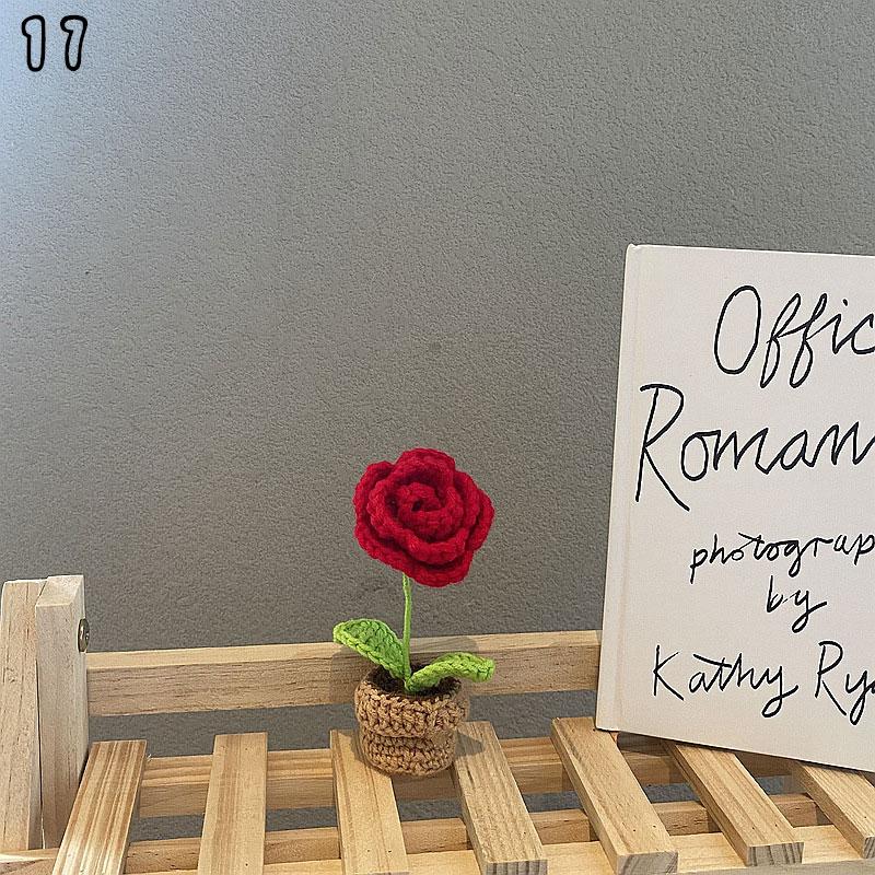 

1 шт. свадебное украшение ручной вязаный букет Вязание цветок роза тюльпаны букет в горшке