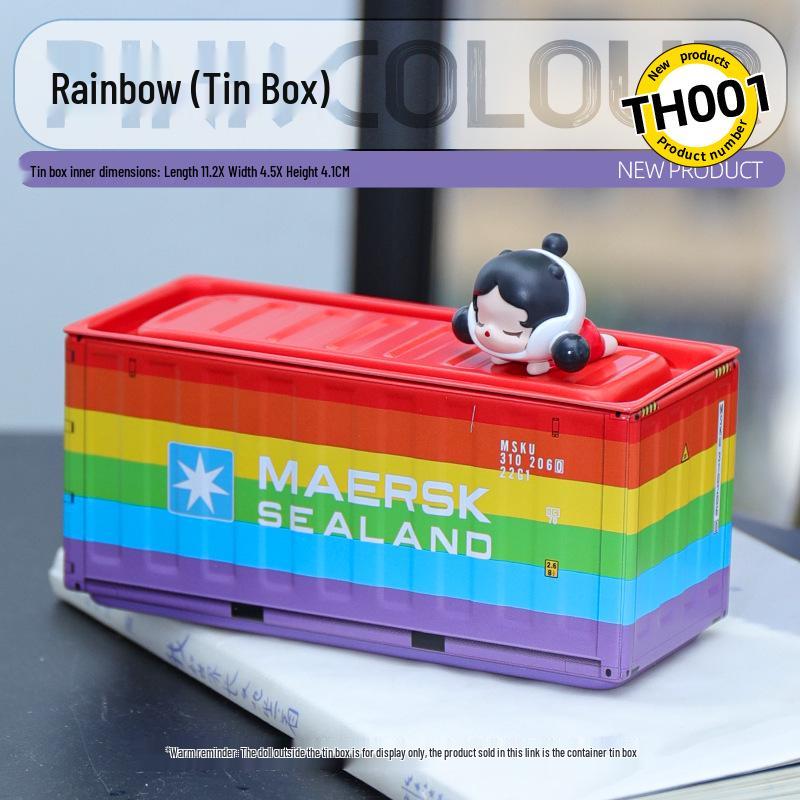 Miniature Tinplate Shipping Container Display Box for Figurines - Trendy Collectible Ornament & Storage Gift