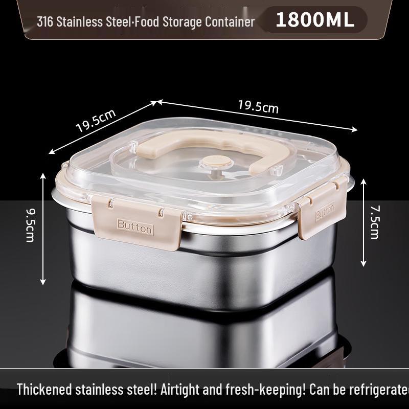 HOCUF 316 Stainless Steel Lunch & Food Storage Box with Handle 1800ml (2-Pack)