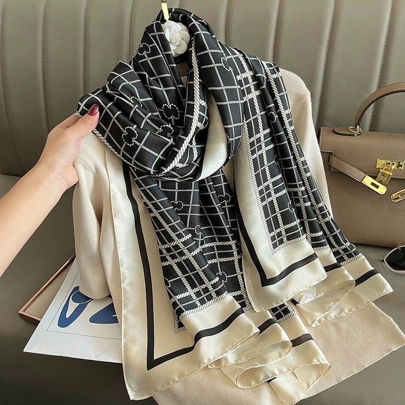 Korean Style Fashionable Satin Scarf Women Sunscreen Shawl Beach Wrap