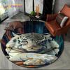 Beast Tiger Lion Leopard Animal Wildlife Cartoon Round Carpet Rug for Living Room Bedroom Child Decor,Pet Area Rug Non-slip Mat