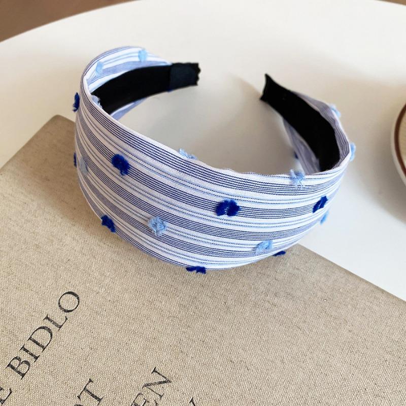 Sea salt blue printed striped large intestine hair band sweet and elegant girl ponytail hair rope design sense niche hair accessories