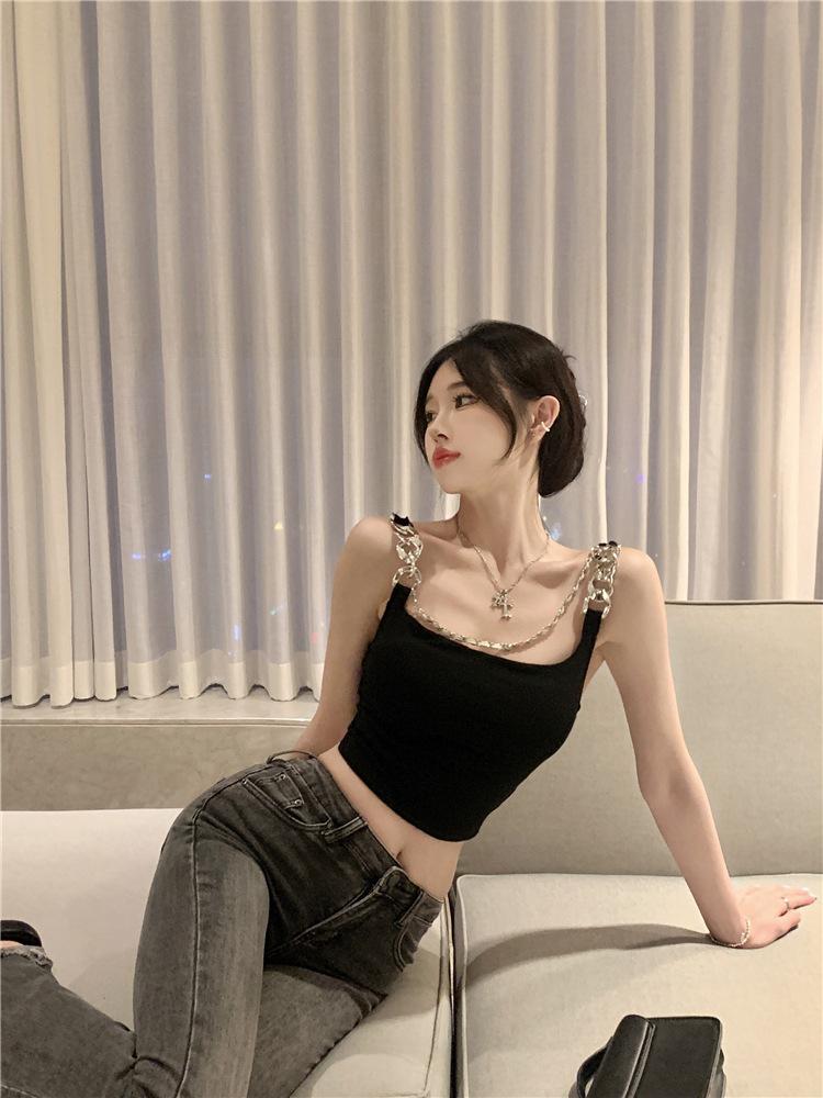 Sling Vest Women's Summer Sweet Babes Pure Desire Sexy Short Niche Chic Outer Wear with Chest Pad Inner Top