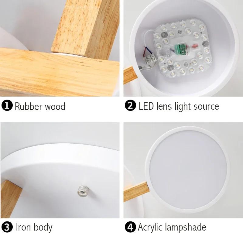 Nordic Wooden Ceiling Lights Indoor LED Macaron Color Decor Chandelier  Creative Ceiling Lamp For Parlor Bedroom Study Room Cafe