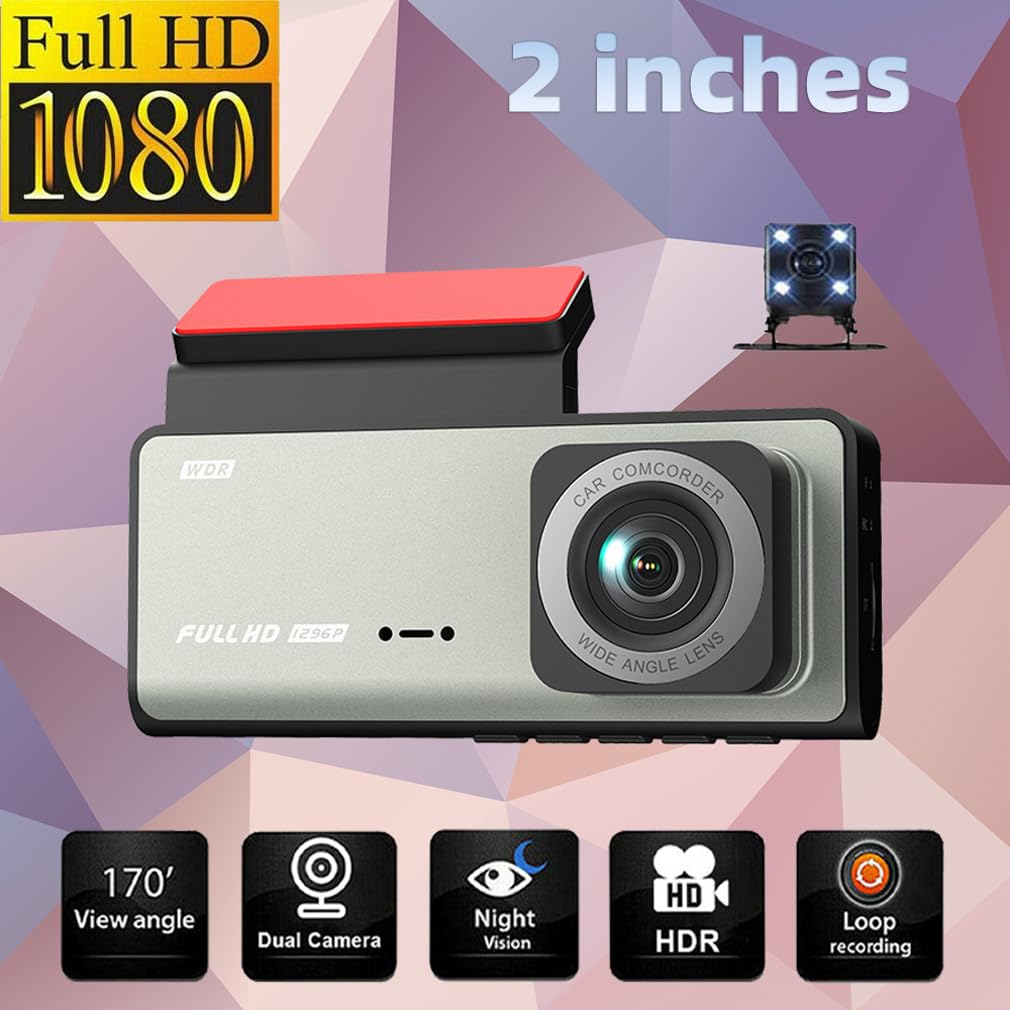 3-channel Wifi dash cam for car, front and rear internal 1080P car DVR, Super
