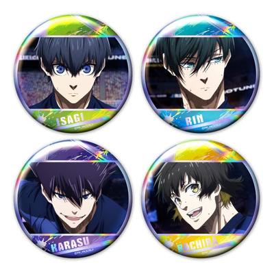 Anime "Blue Lock" Aurora Can Badge Set of 4: Kiyoshi & Rin & Karasu & Horaku
