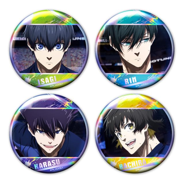 

Anime Blue Lock Aurora Can Badge Set of 4: Kiyoshi & Rin & Karasu & Horaku