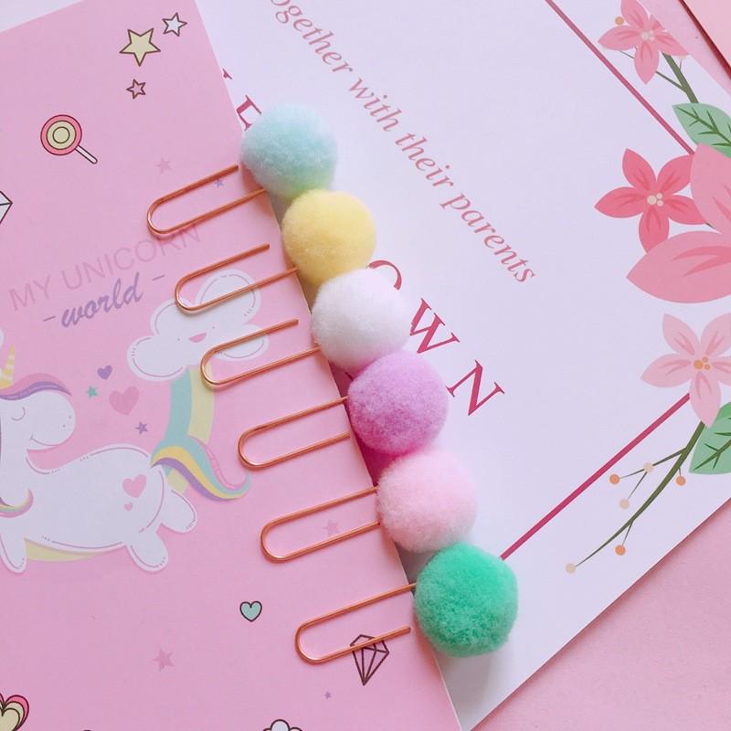 

Macaron Color Cartoon Plush Pom-pom Bookmark Clips Pom-pom Paperclip різнокольоровий