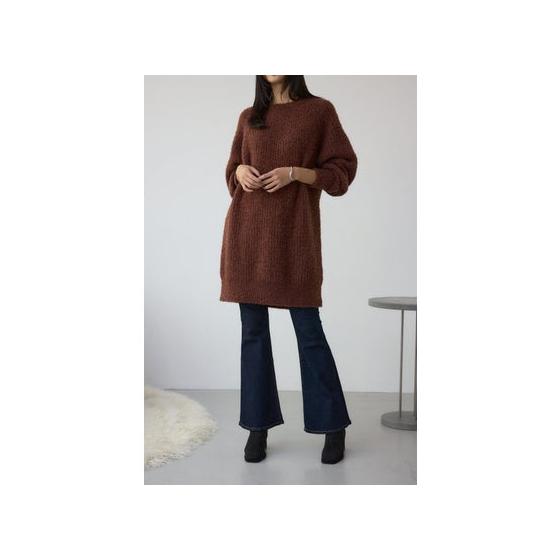 Lame shaggy knit dress BRN