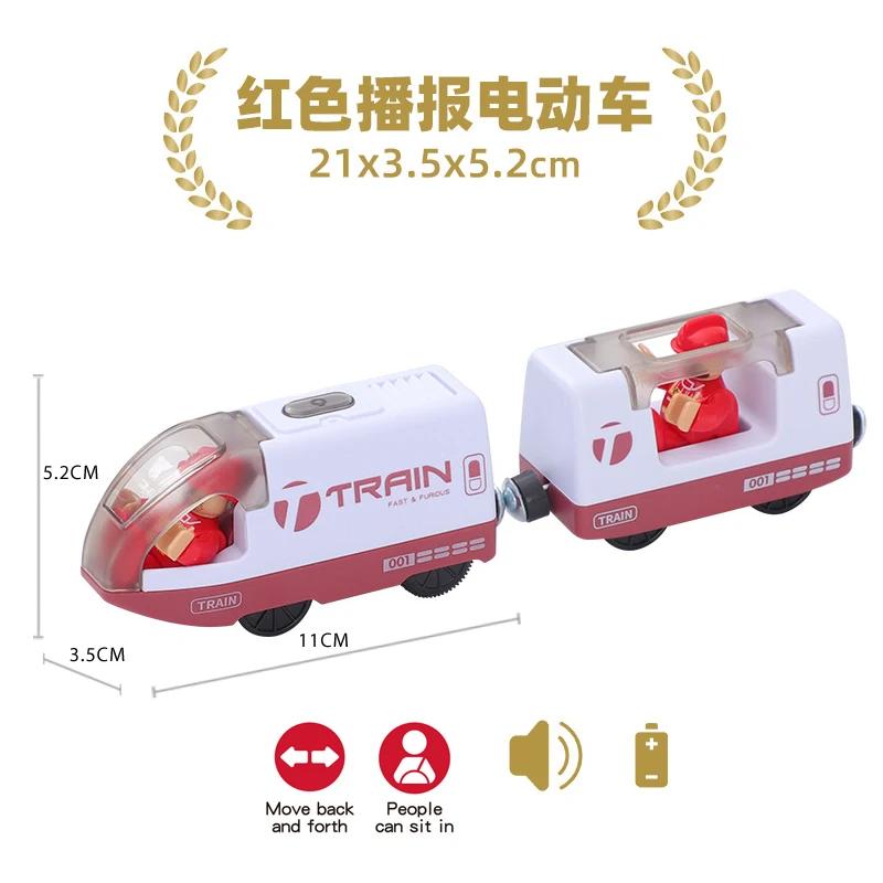Battery Operated Locomotive Electric Train Set Diecast Magnetic Locomotive Slot Toy Fit For Wooden Rail Track Toys Kids Gift W02