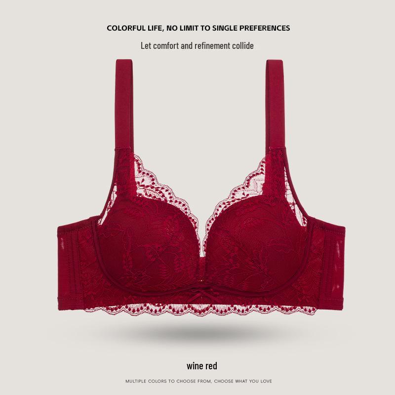 French Lace Push-Up Bra for Women - Large Bust, Anti-Sagging, Wire-Free, Comfortable, Thin Style