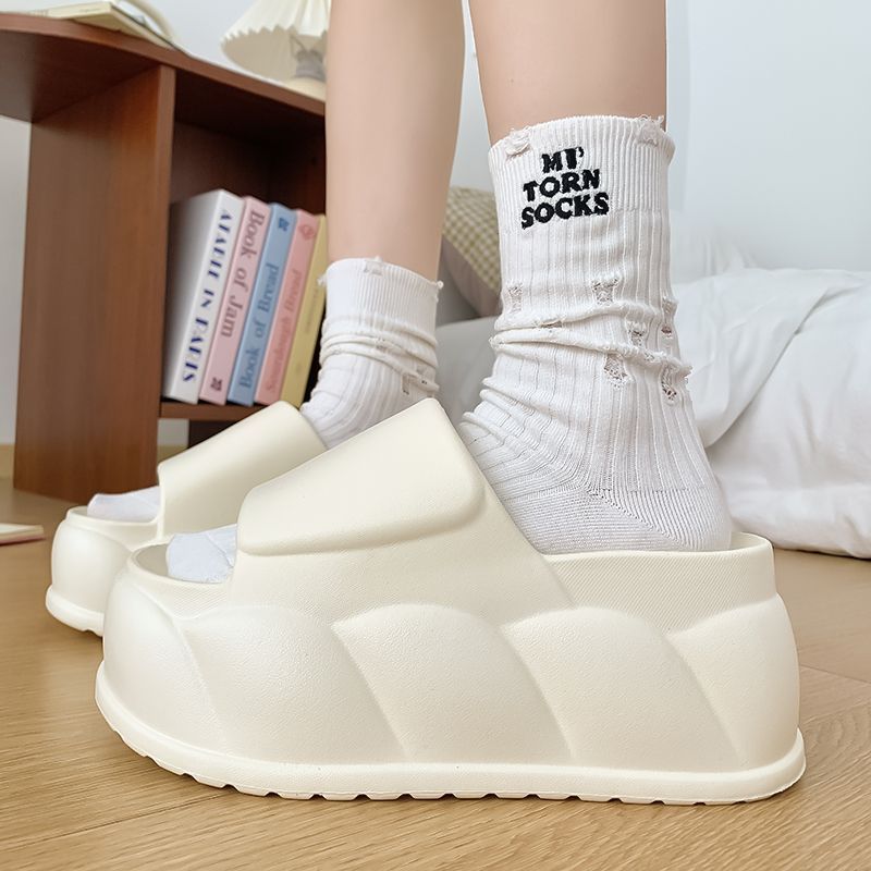 Super High Heels Girls Flat Slippers Woman 2025 Platform Heeled Flip-flops Ladies Chunky EVA Shoes Solid Color Keen Sandals