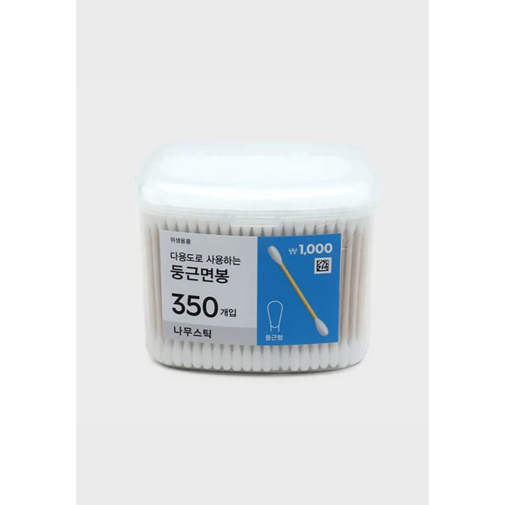 350 Count Wooden Stick Round Cotton Swabs 1ea
